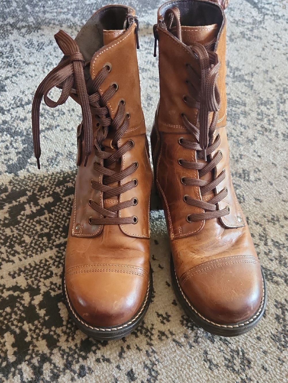 Taos Crave Brown Leather Zip Boots Logger Military Jump Style Brown Tan Eu 40 - Picture 4 of 7